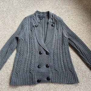 Banana Republic Charcoal Double-Breasted Cardigan